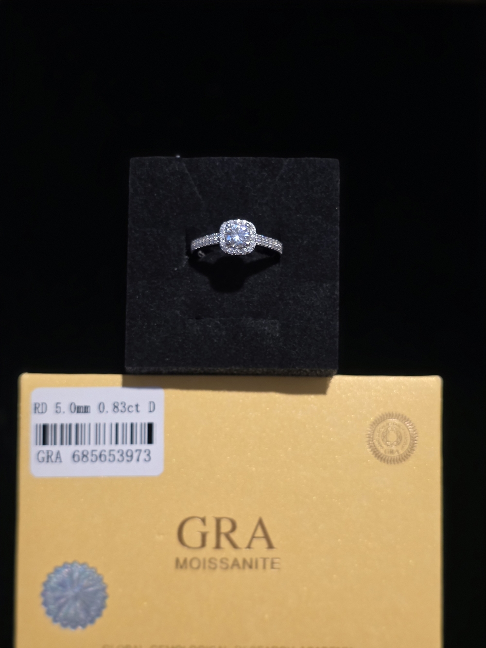Sterling Silver & Moissanite Halo Engagement Ring Sz6